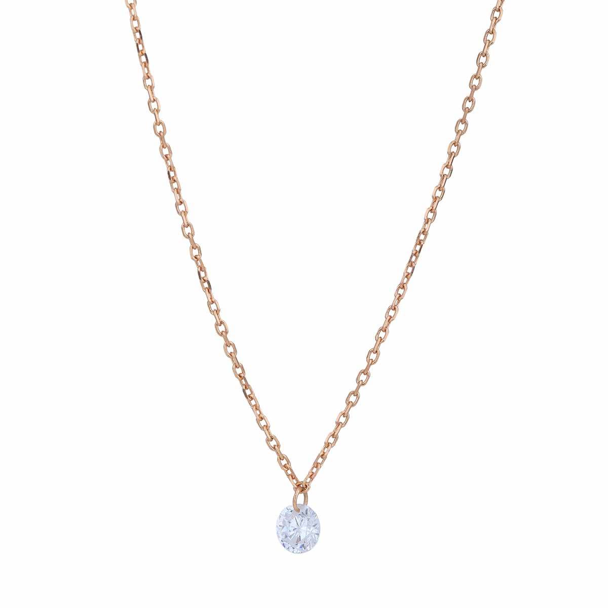 Buy Carlton London Women White 18KT Rose Gold Plated CZ Pendant ...