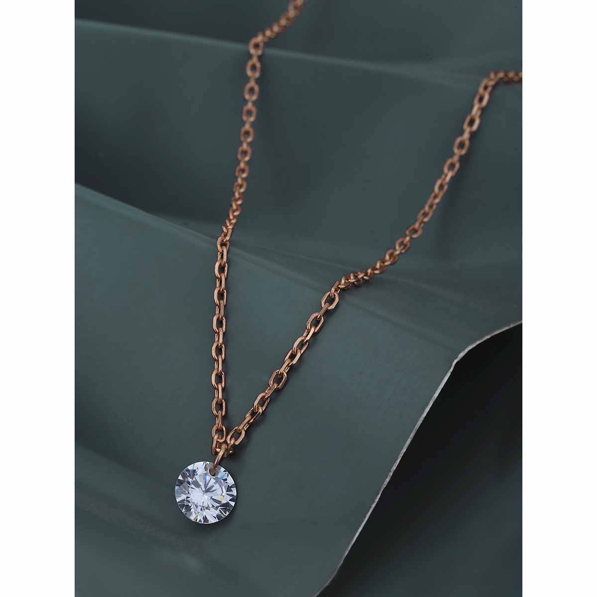 Buy Carlton London Women White 18KT Rose Gold Plated CZ Pendant ...
