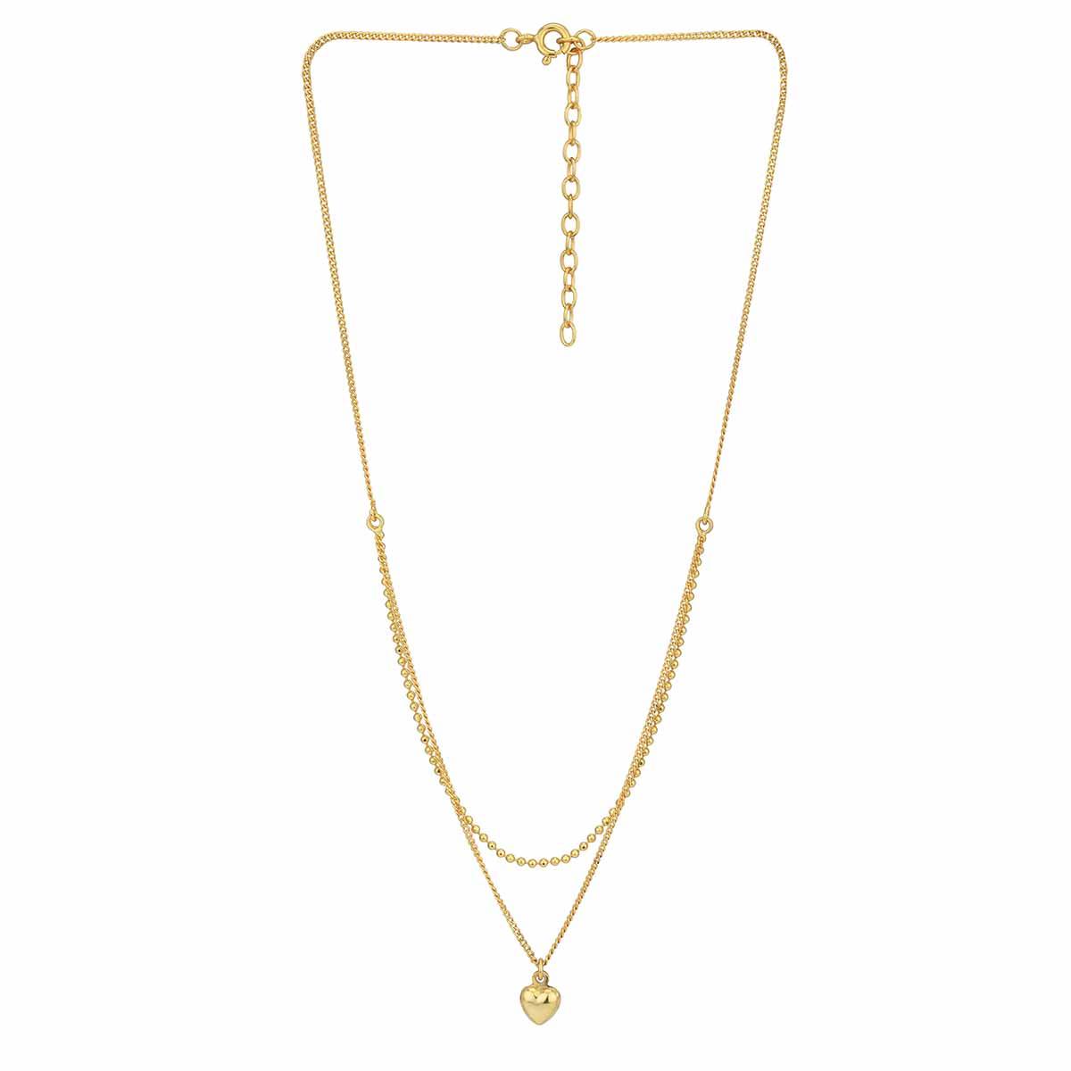 Buy Carlton London Women 18KT Gold Plated Dangling Heart Double Chain ...