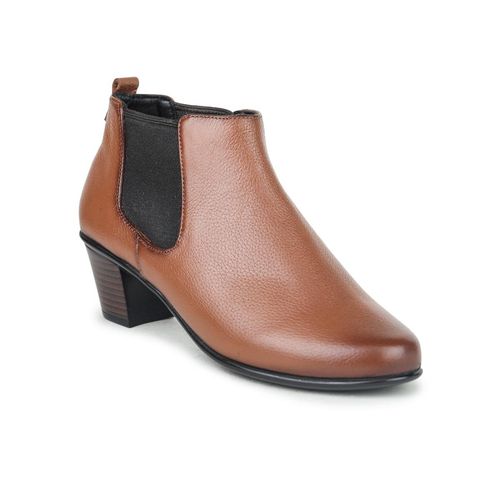 Zoom Shoes Women Tan Genuine Leather Chelsea Boots (UK 4)