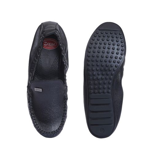 Zoom Shoes Womens Black Genuine Leather Loafers (UK 4)