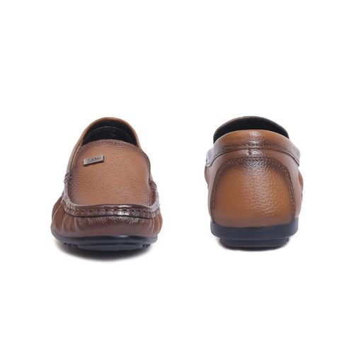 Buy Zoom Shoes Womens Tan Genuine Leather Loafers Online