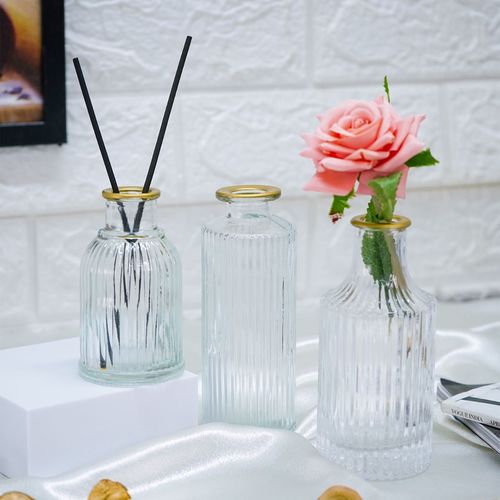 Ekhasa 100% Crystal White Glass Bud Vases Flower Pots