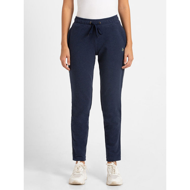 Buy Jockey Aw60 Women's Cotton Elastane French Terry Fabric Trackpants With  Side Pockets - Blue online