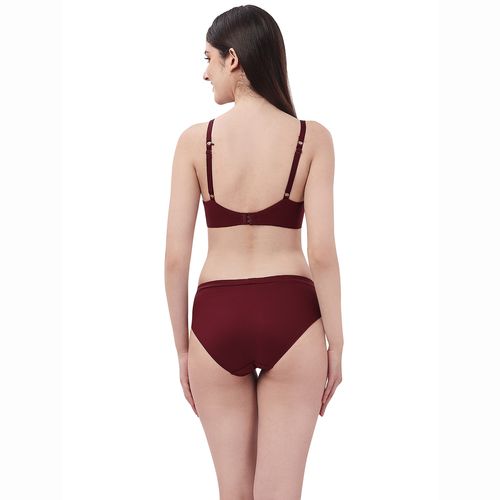 Buy Soie Maroon Lace Non-Padded Full Coverage Bra & Panty Set for Women's  Online @ Tata CLiQ