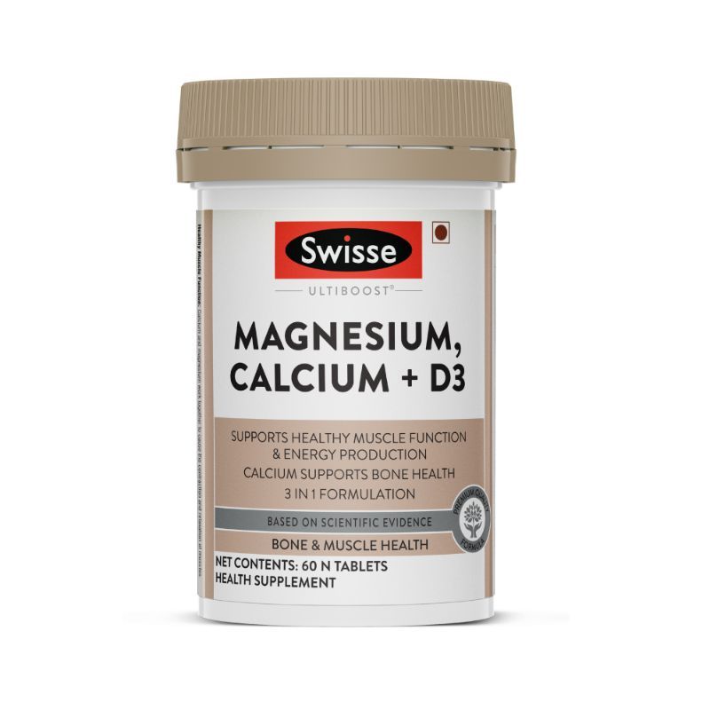 Swisse Ultiboost Magnesium, Calcium+d3 Tablets - Supports Muscle Function & Energy