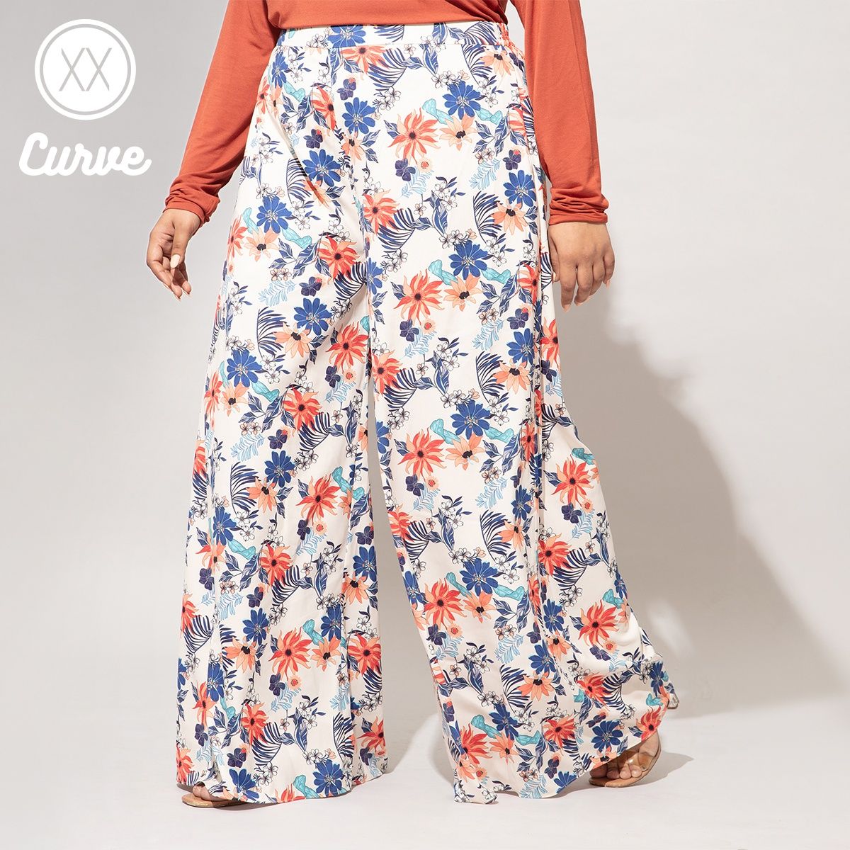 Buy Womens Plus Floral Print Palazzo Trousers Lades Flared Wide Leg Pants  Stretch 1226 Online at desertcartINDIA