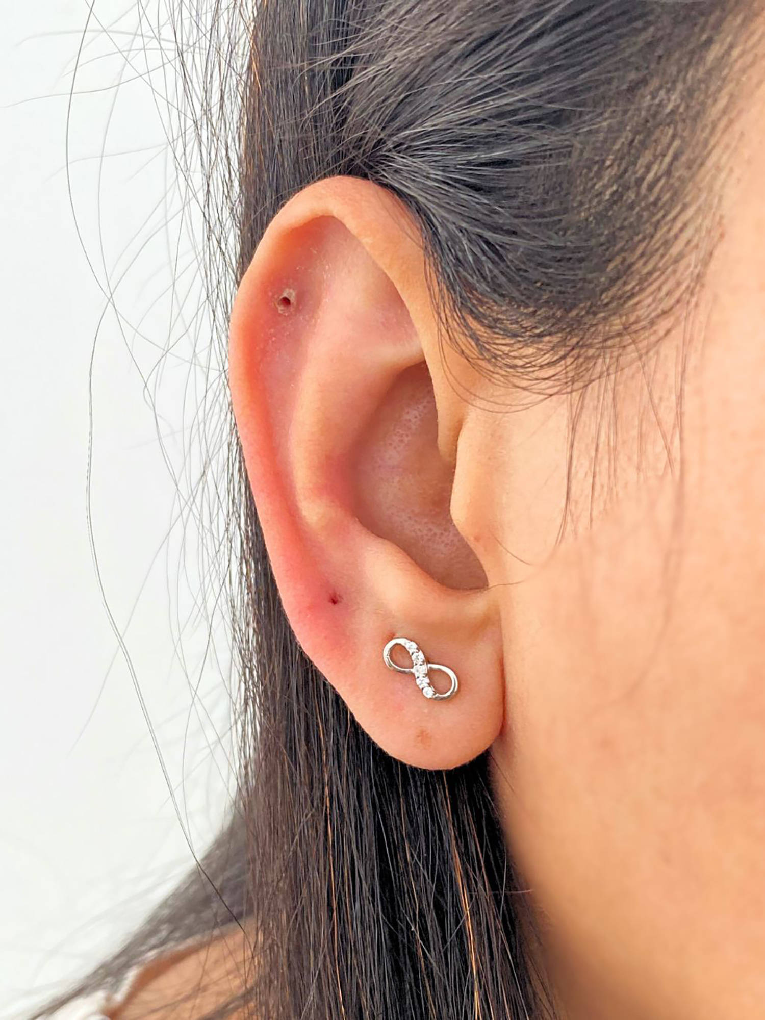 Boldiful Infinity Sterling Silver 5A Cubic Zirconia Helix studs Earrings