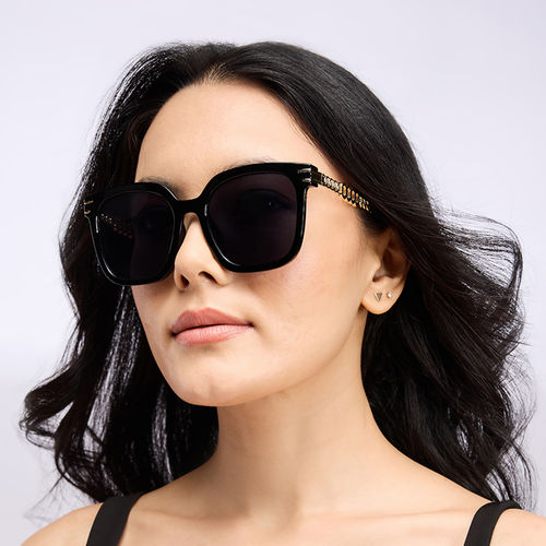 Twenty Dresses by Nykaa Fashion Black Square Chain Link Design Oversized  Sunglasses