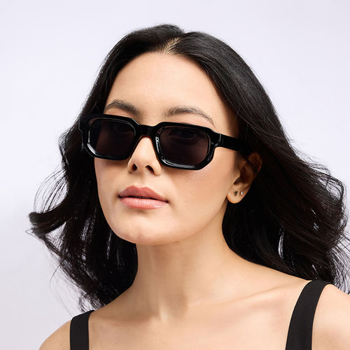 Twenty Dresses by Nykaa Fashion Black Small Rectangular Retro Sunglasses