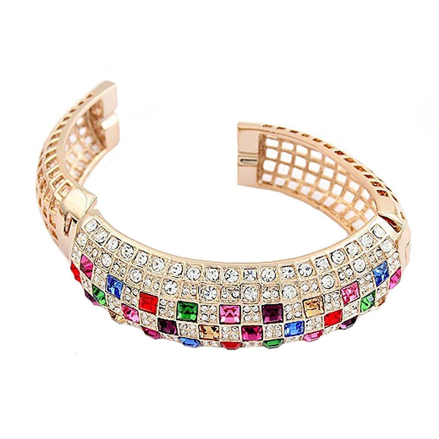 Peora Luxury Princess AAA Swiss Zircons Rose Gold Plated Bangle Bracelet  for Women (PX9B07)