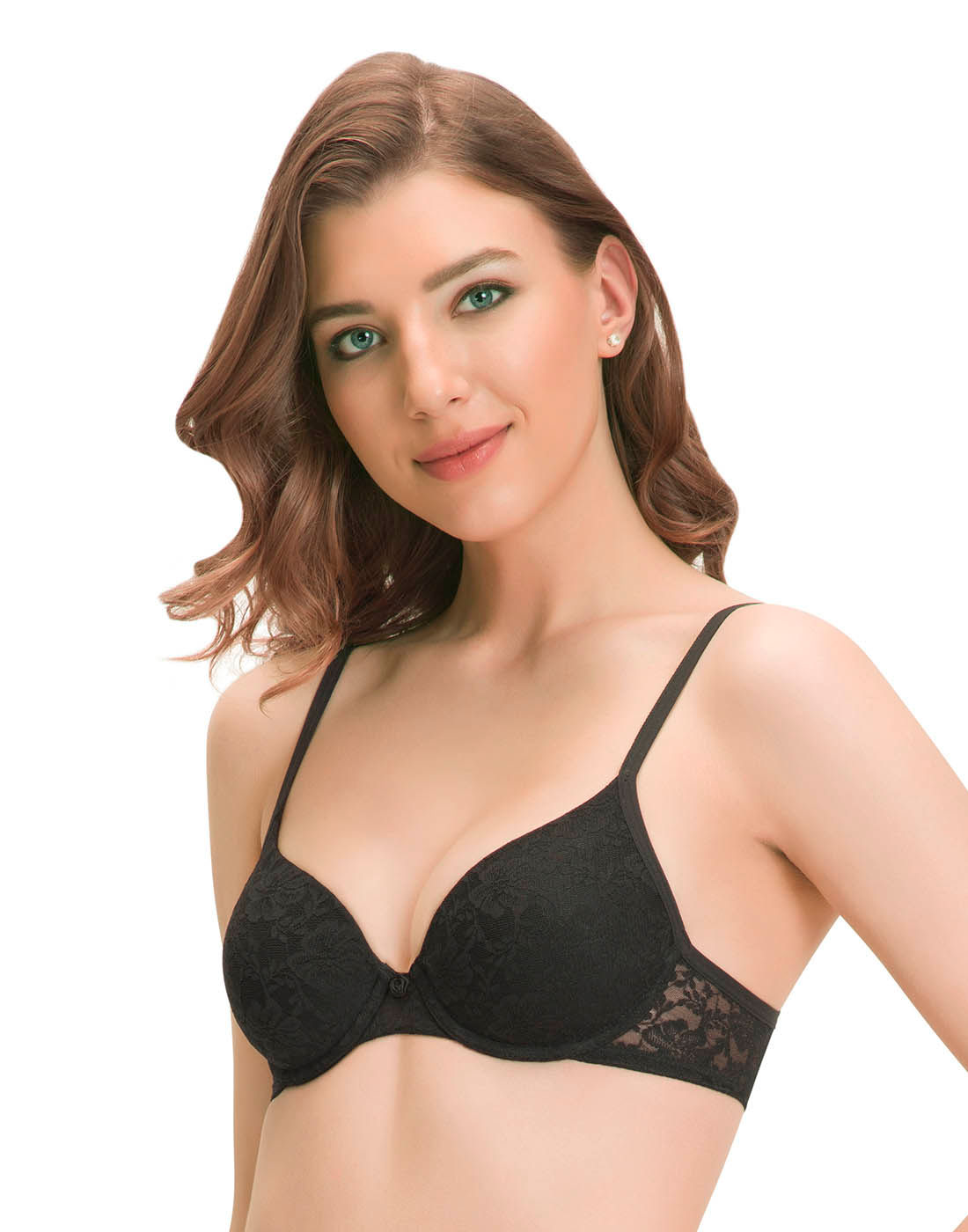 Buy Amante Floral Romance Padded Wired T-Shirt Bra - Black Online