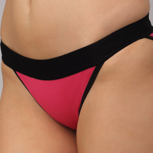 Buy PrettyCat Plunge Padded Bra Panty Set - Pink Online
