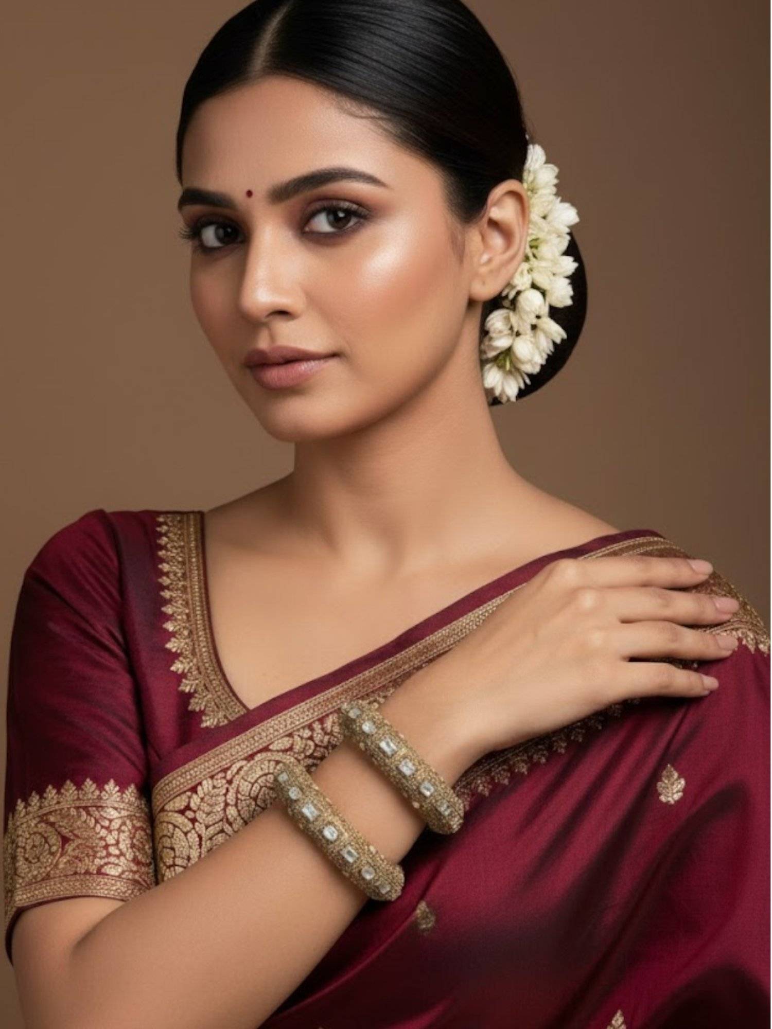 Auraa Trends Royal Gold-Plated Kundan Intricate Handcrafted Kadas