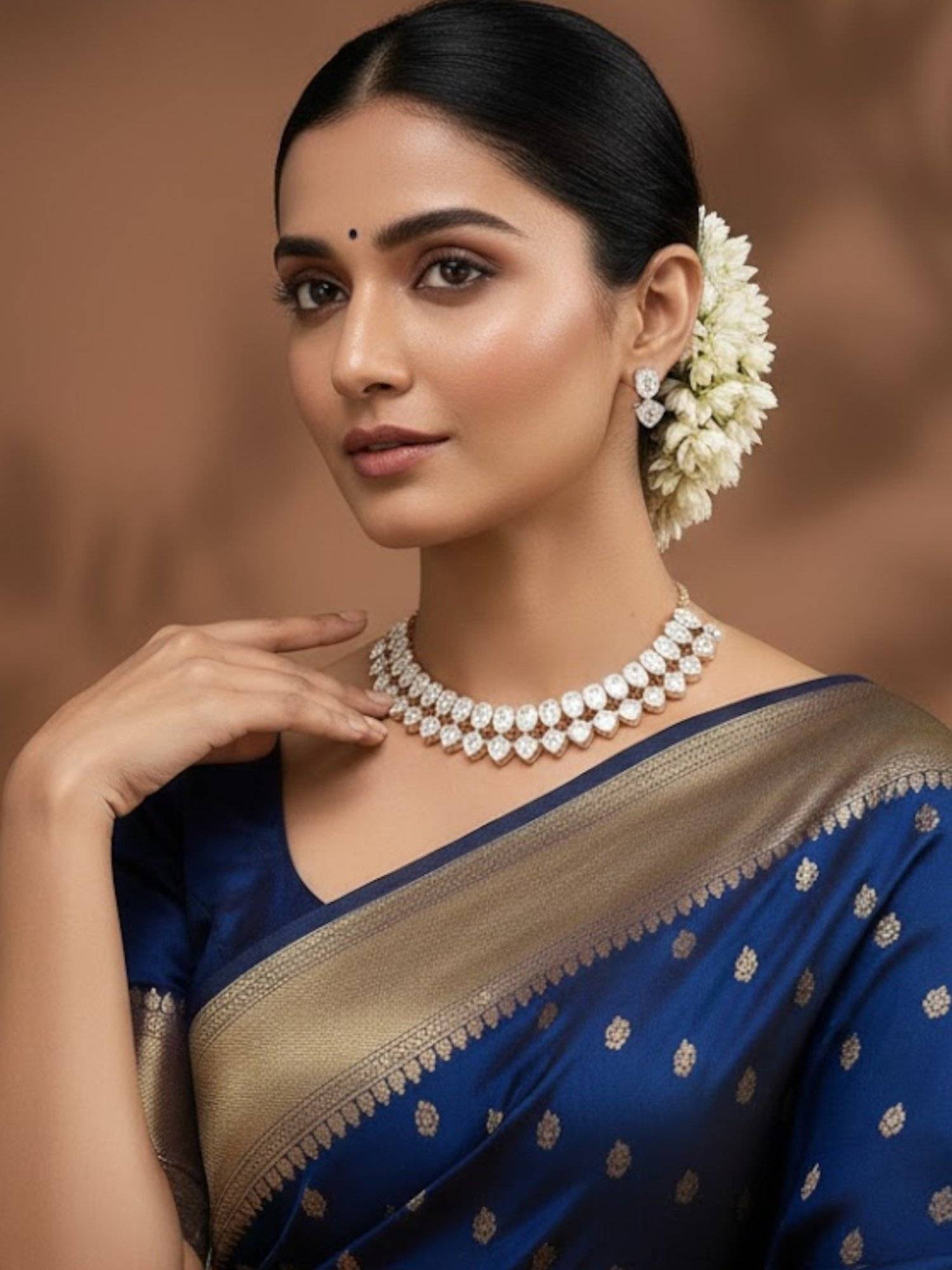 Auraa Trends Gold Finish Kundan Polka Choker Jewellery Set