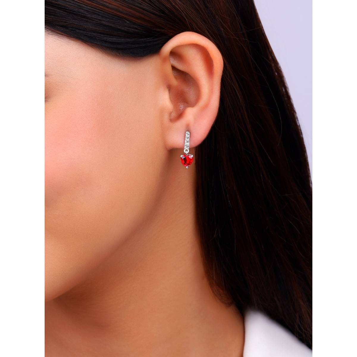 GIVA Sterling Silver Love Again Red Stone Earrings for Womens