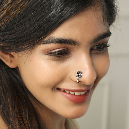 Oxidized Nose Pin Buy Fida Wedding Ethnic Oxidized Silver Set Of