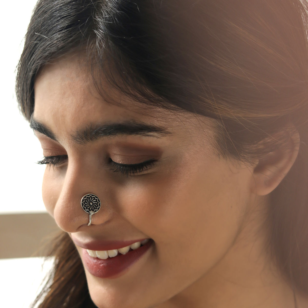 Buy Stylish German Oxidised Silver Nose Pin Without Piercing Pressing  Oxidized Silver Nose Ring Stud For Women Online In India At Discounted  Prices