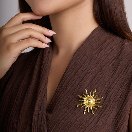Buy Pipa Bella by Nykaa Fashion Gold Sun Motif Brooch Online