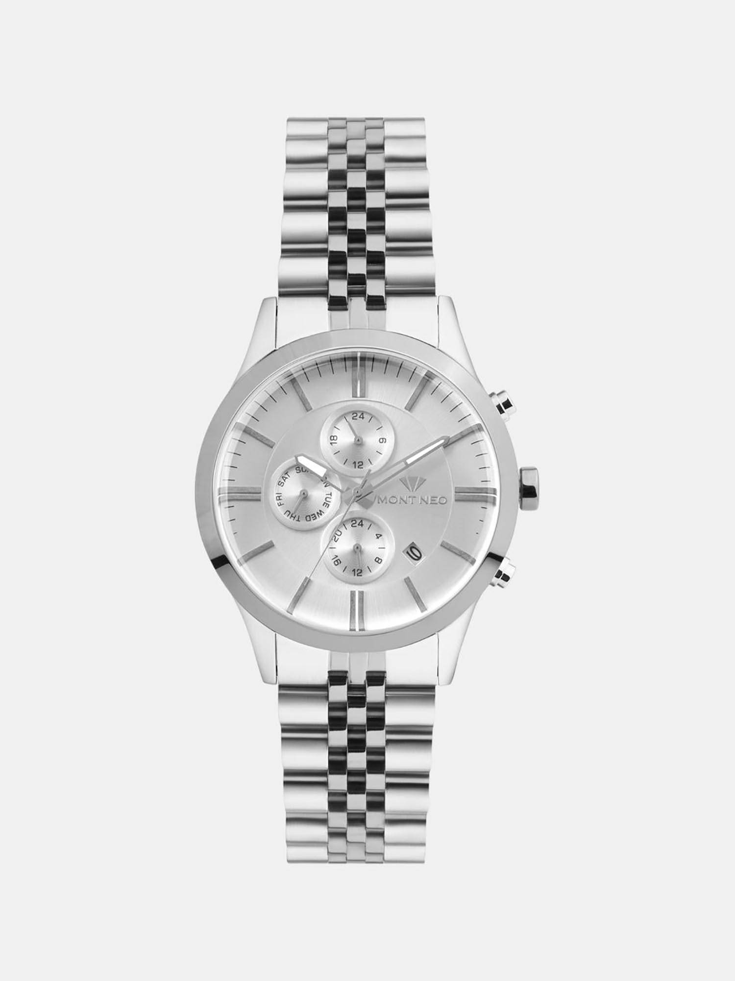 Mont Neo Men Quartz Silver Dial Analog Stainless Steel Watch 1049M-M1103 (M)
