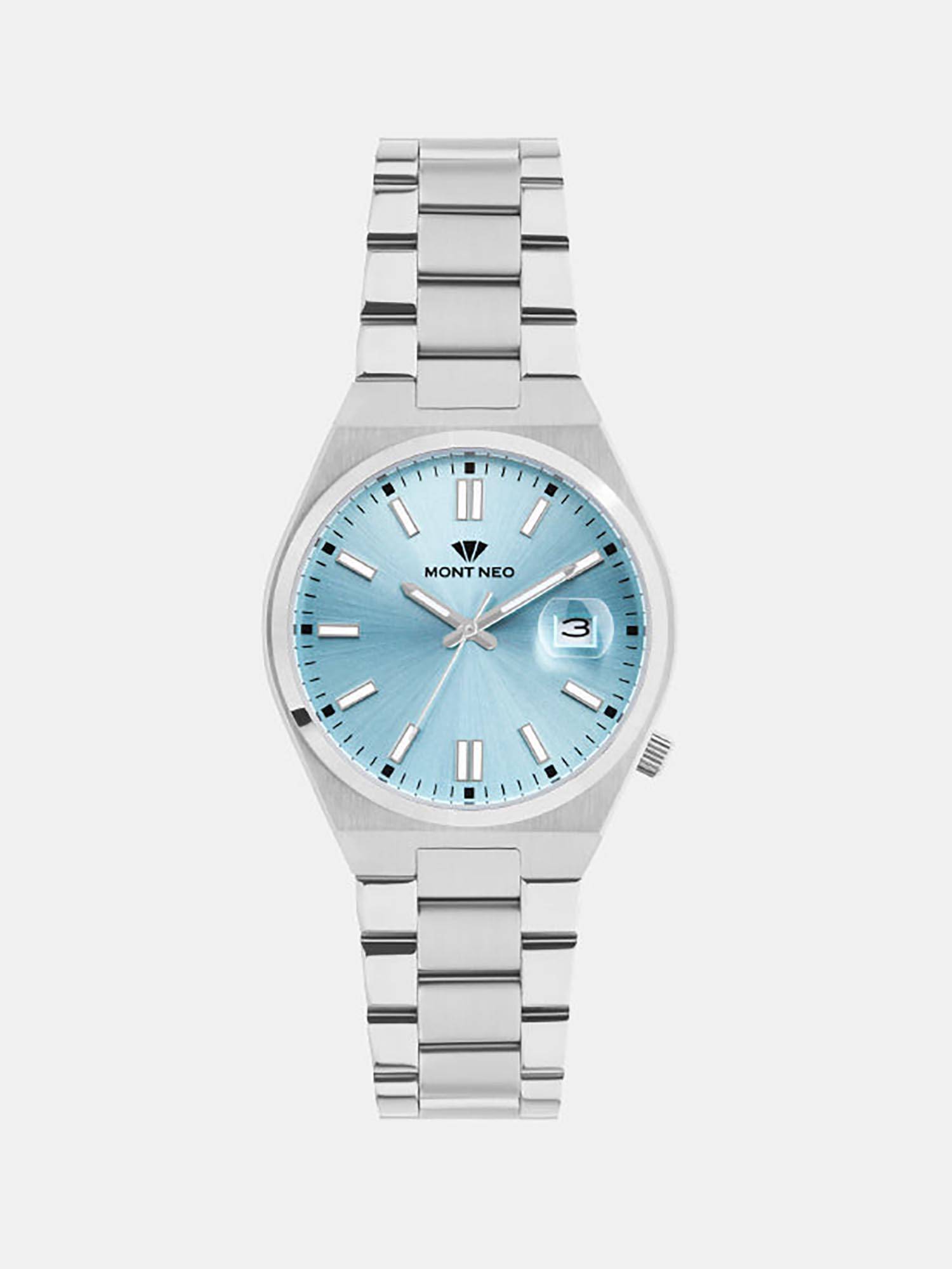 Mont Neo Men Quartz Sea Blue Dial Analog Metal Watch 3506E-M1118 (M)