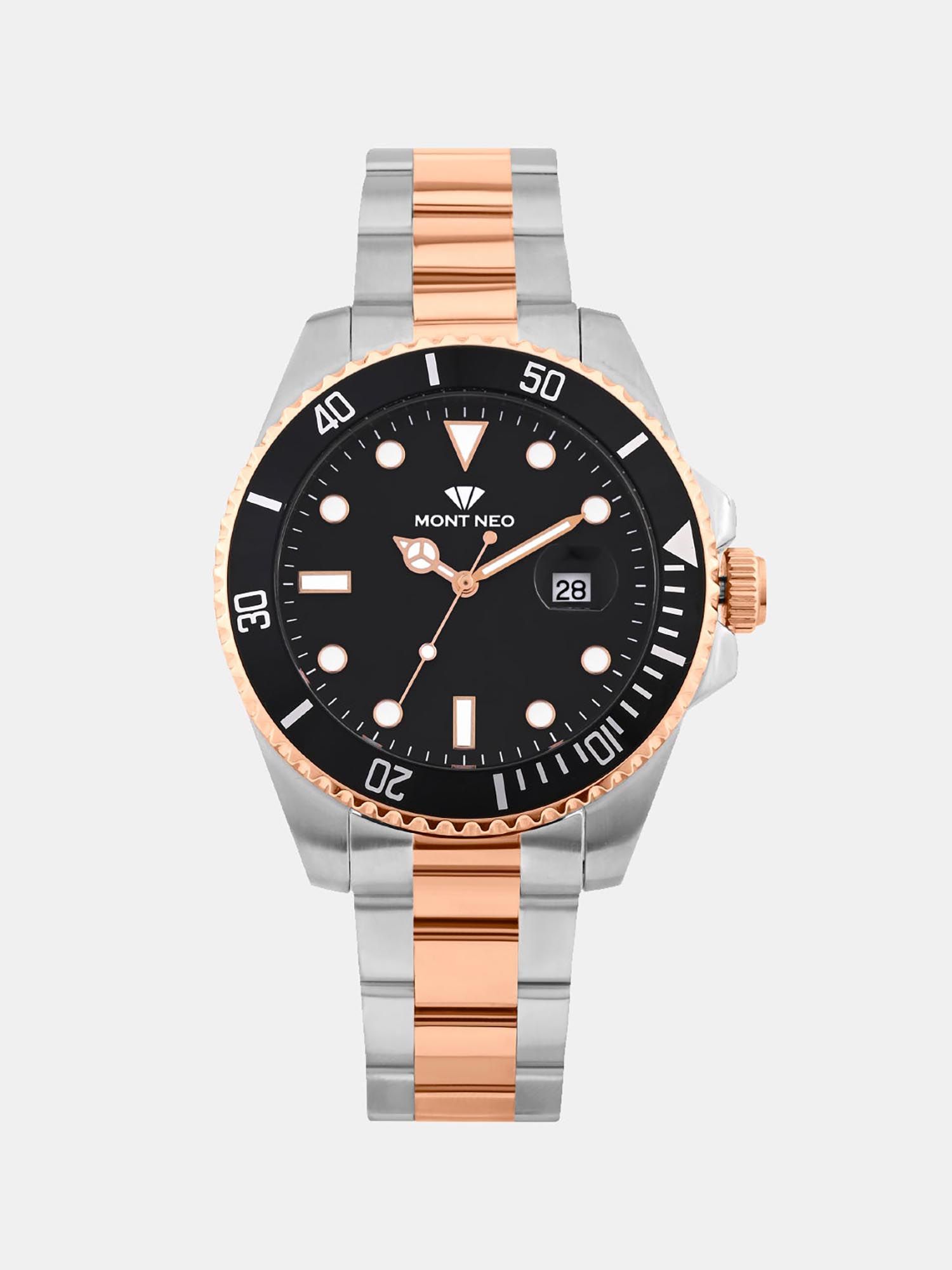 Buy Mont Neo Men Quartz Black Dial Analog Stainless Steel Watch