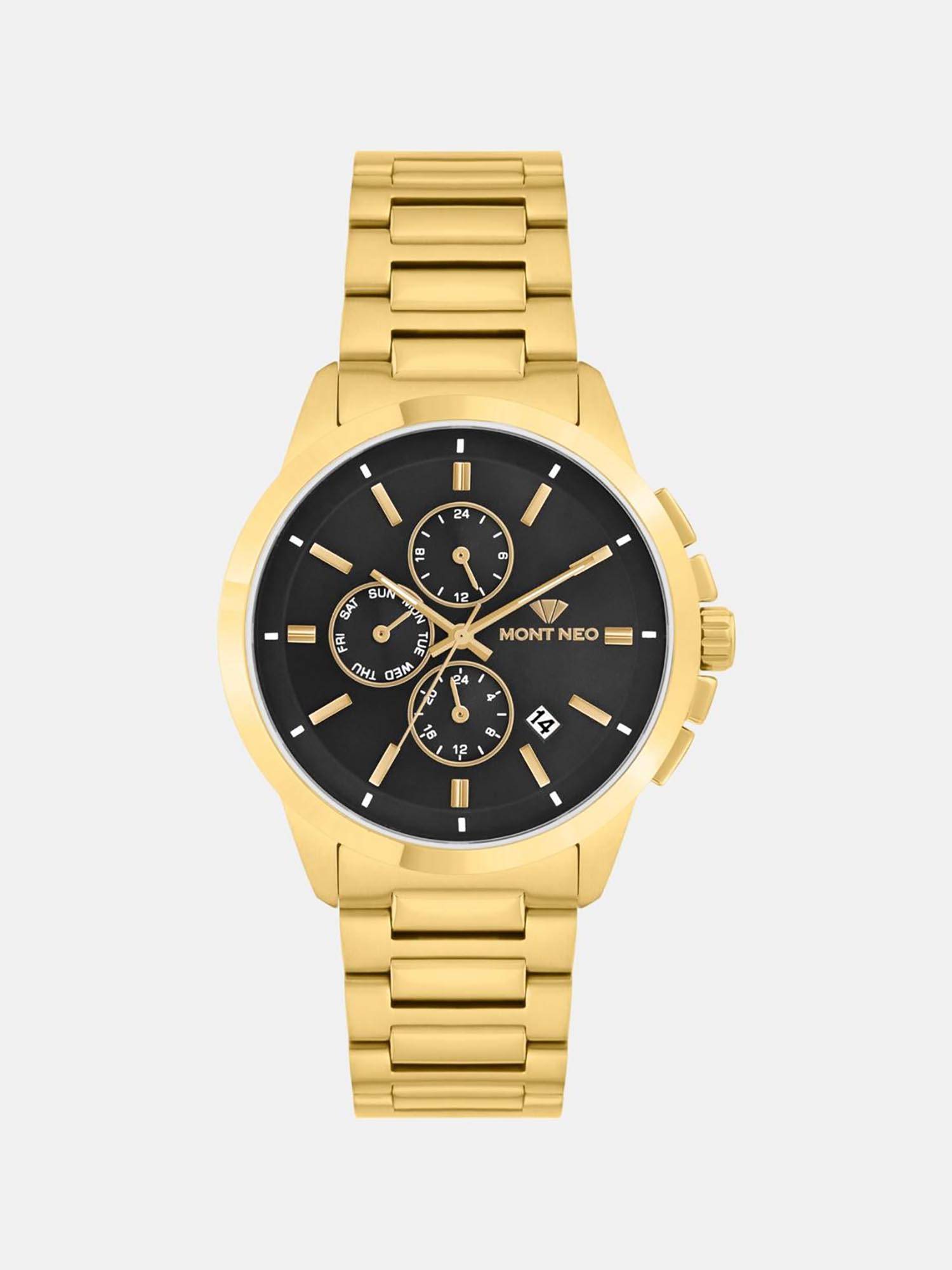 Mont Neo Men Quartz Black Dial Analog Stainless Steel Watch G1051M-M2204 (M)