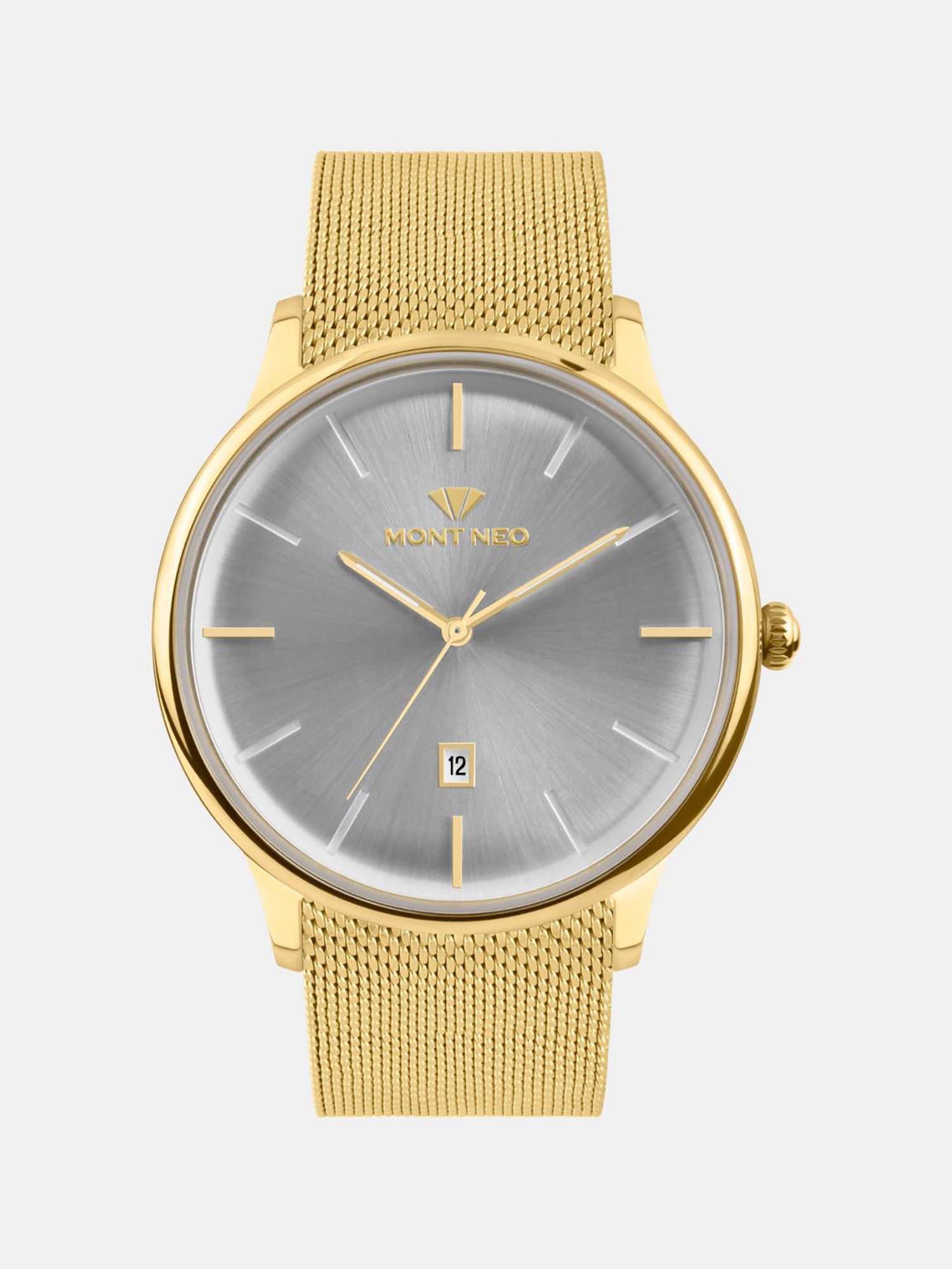 Mont Neo Men Quartz Silver Dial Analog Mesh Watch G1052E-B2203 (M)