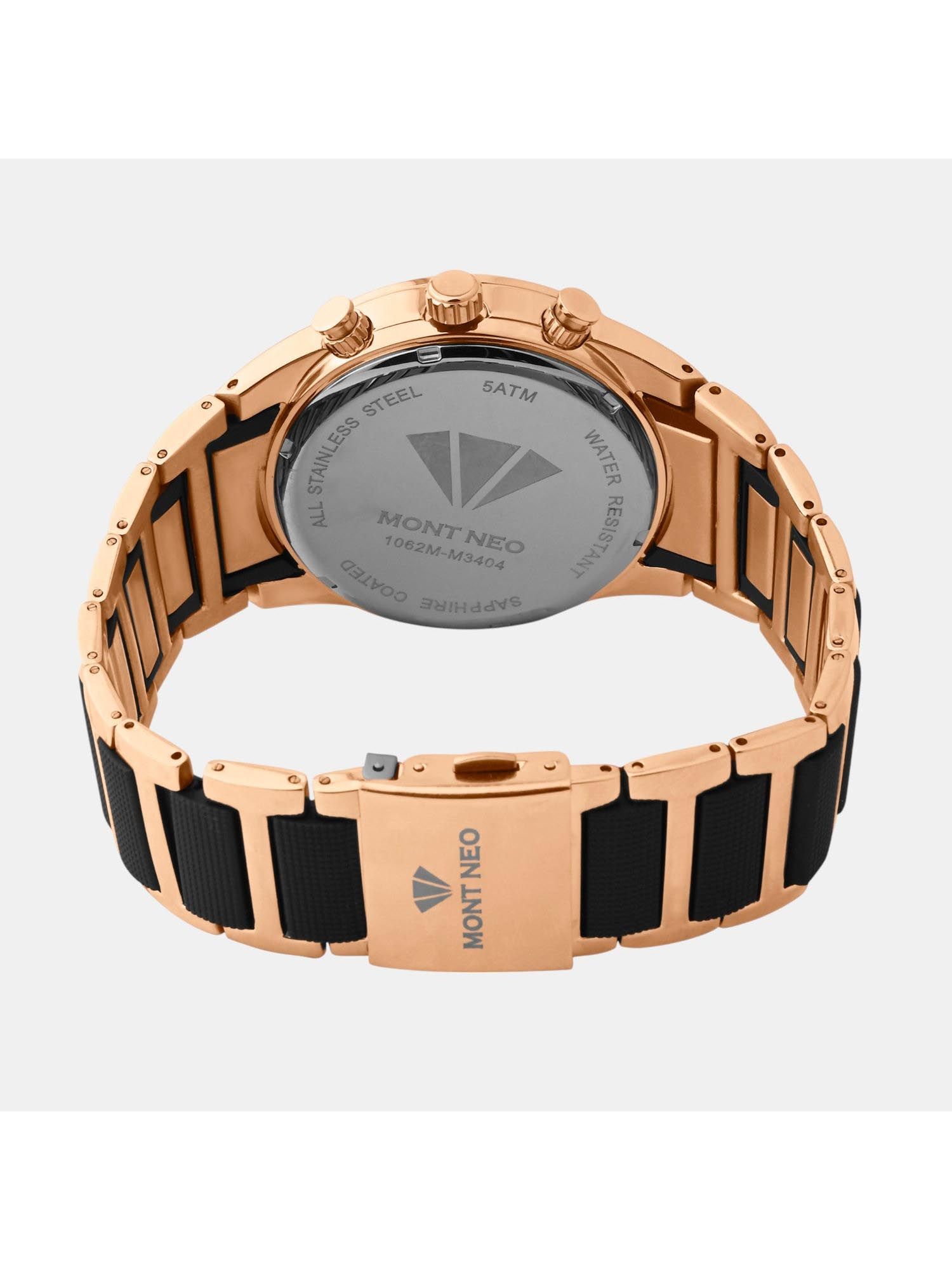 Buy Mont Neo Men Quartz Black Dial Multi-Function Metal Watch
