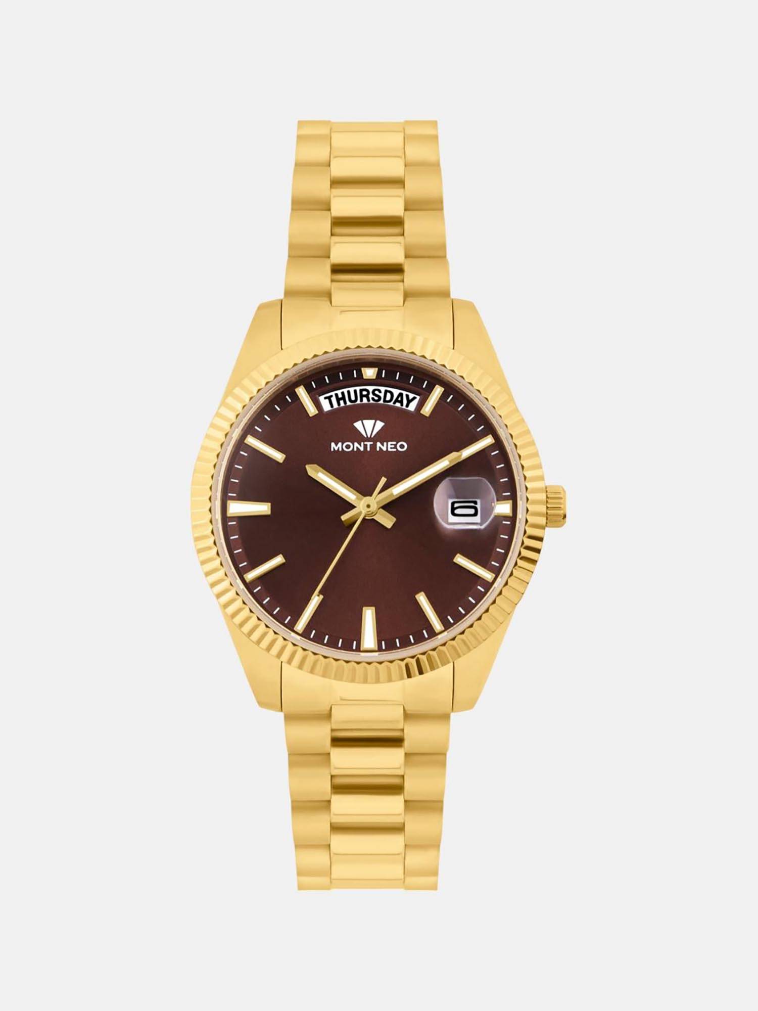 Mont Neo Women Quartz Red Dial Analog Stainless Steel Watch L3505D-M2212 (M)