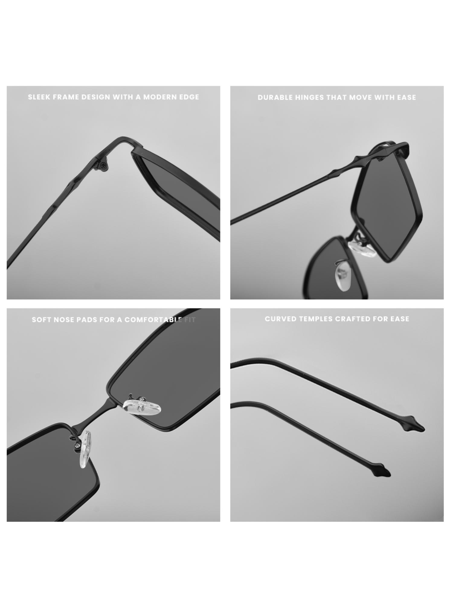 Buy SAM AND MARSHALL Darian Uv Protection Black Rectangle Sunglass