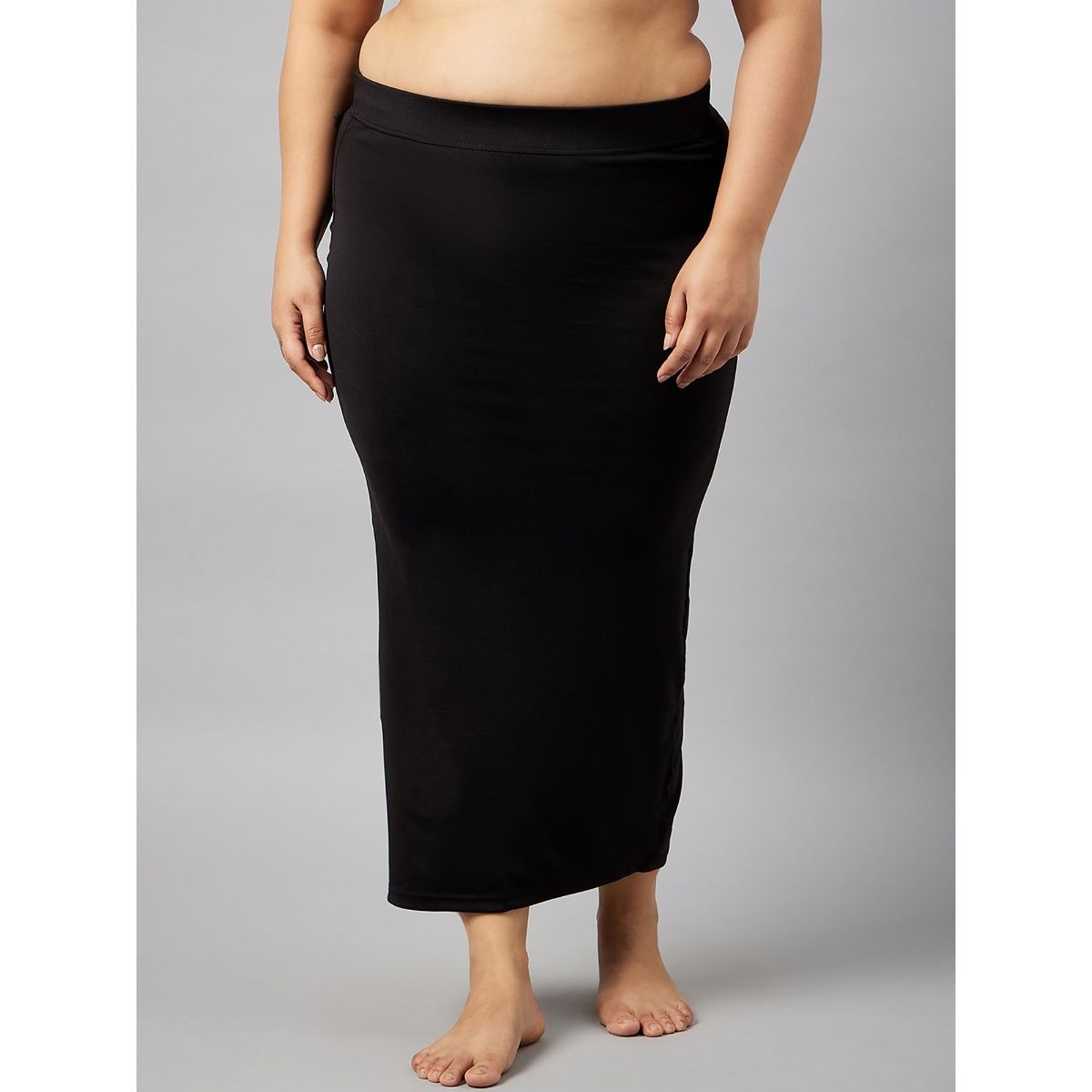 Women Black Solid High Compressed Seamless Instant Slimming Saree Shapewear