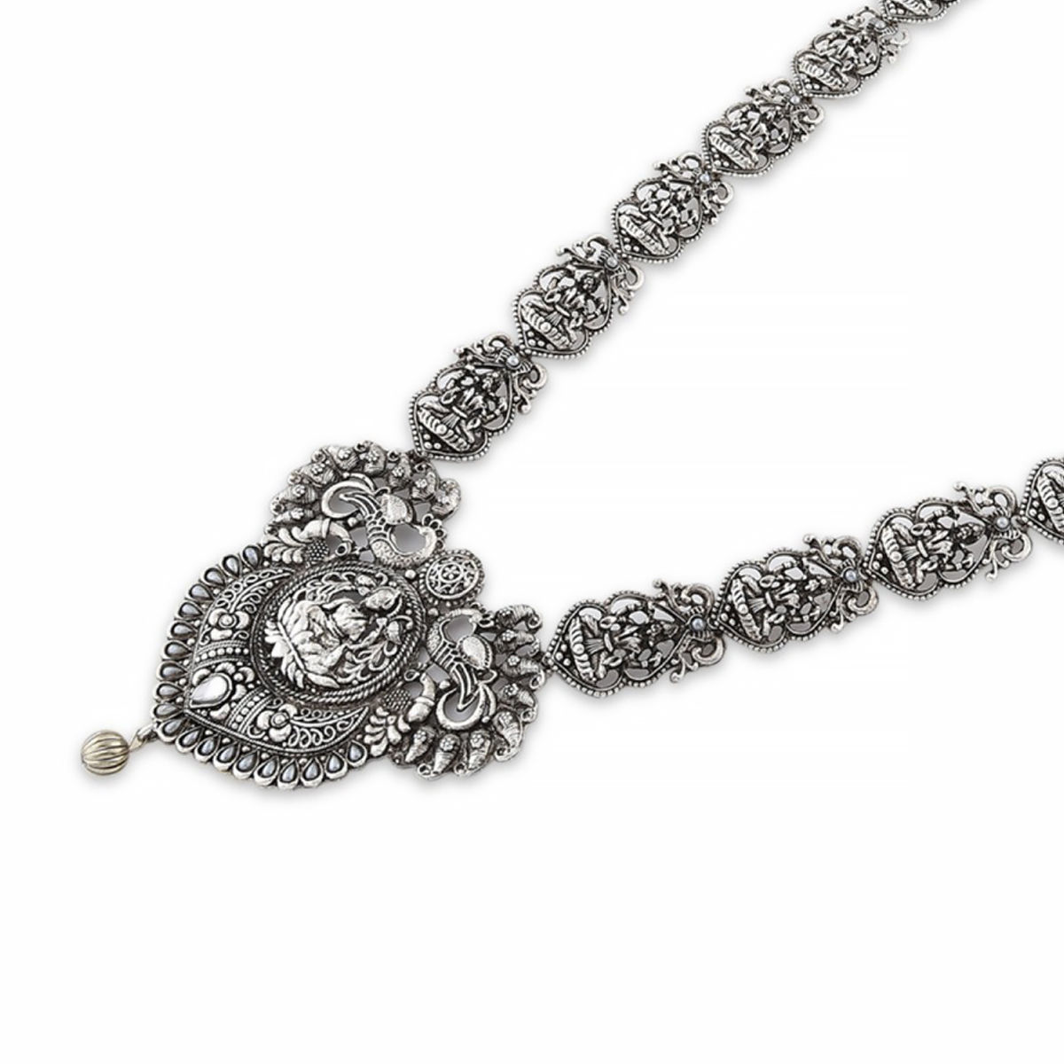 Buy Zaveri Pearls Antique Silver Tone Goddess Temple Long Necklace