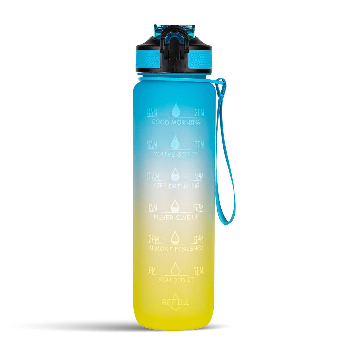 Solara Motivational Water Bottle Multicolor Blue 1Liter