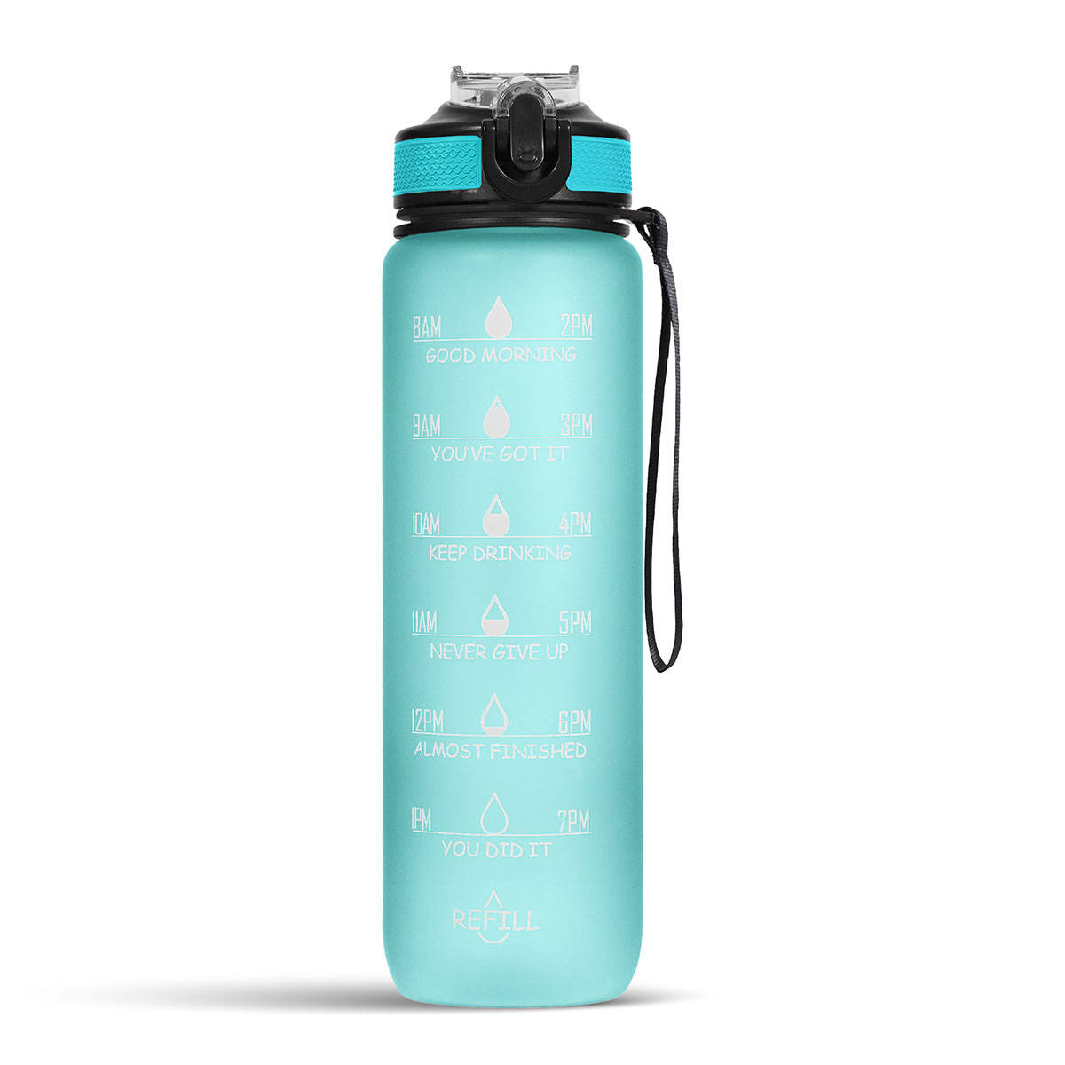 Solara Motivational Water Bottle Cool Aqua 1Liter