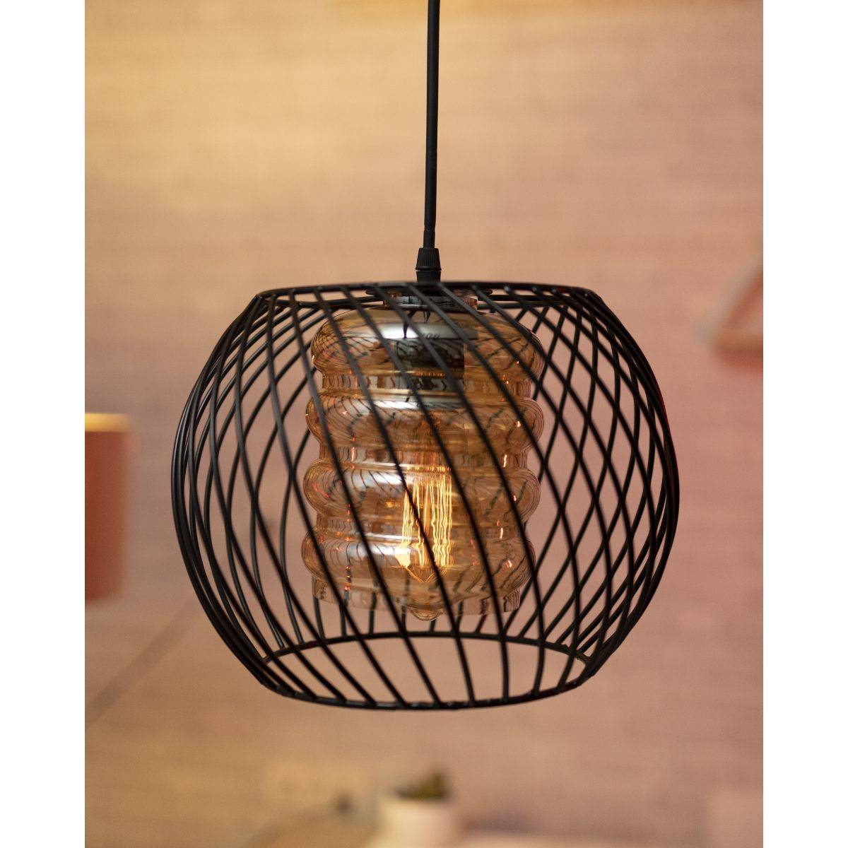Homesake Cage Pendant Lighting Glass Shades Cylinder