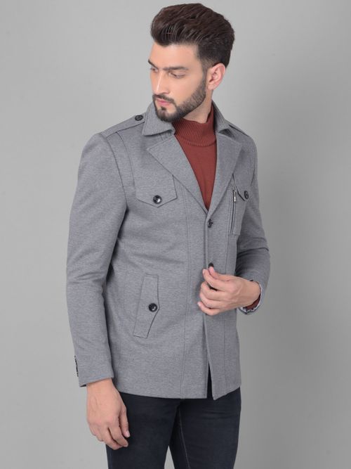 Buy CRIMSOUNE CLUB Men Grey Overcoat Online
