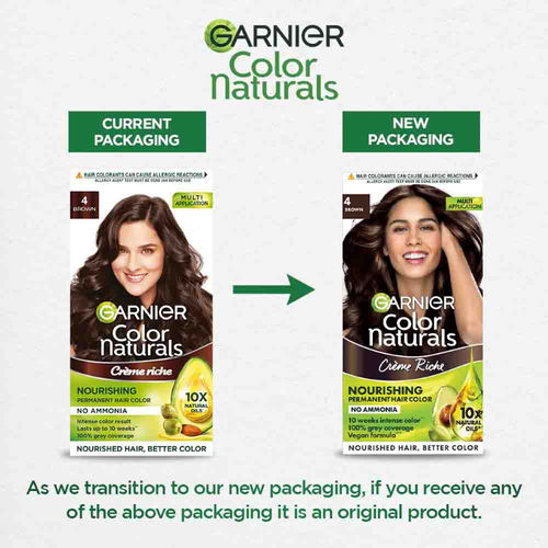 Garnier Color Naturals Crème Riche Hair Color - 4 Brown: Buy Garnier Color  Naturals Crème Riche Hair Color - 4 Brown Online at Best Price in India |  Nykaa