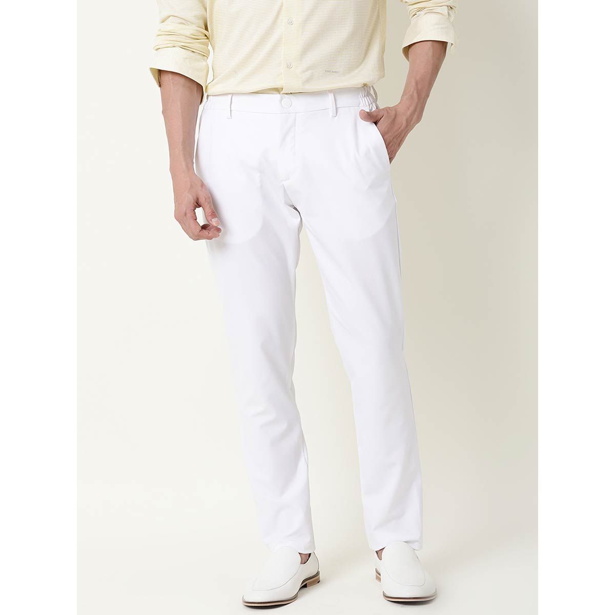 Buy Oxy Gentz Men Off White Pure Linen Solid Casual Trousers Online at Best  Prices in India  JioMart