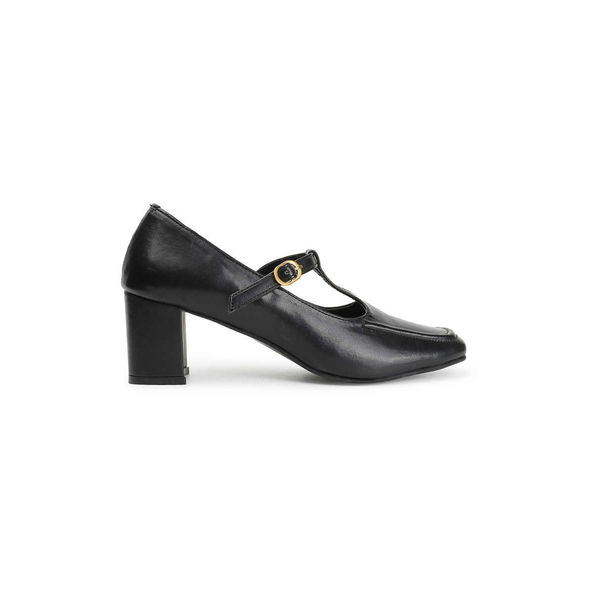 Buy Iconics Black Buckle Block Women Heels Online