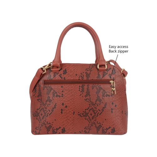 Buy Baggit Women's Tan Animal Print Handbag with Detachable Strap