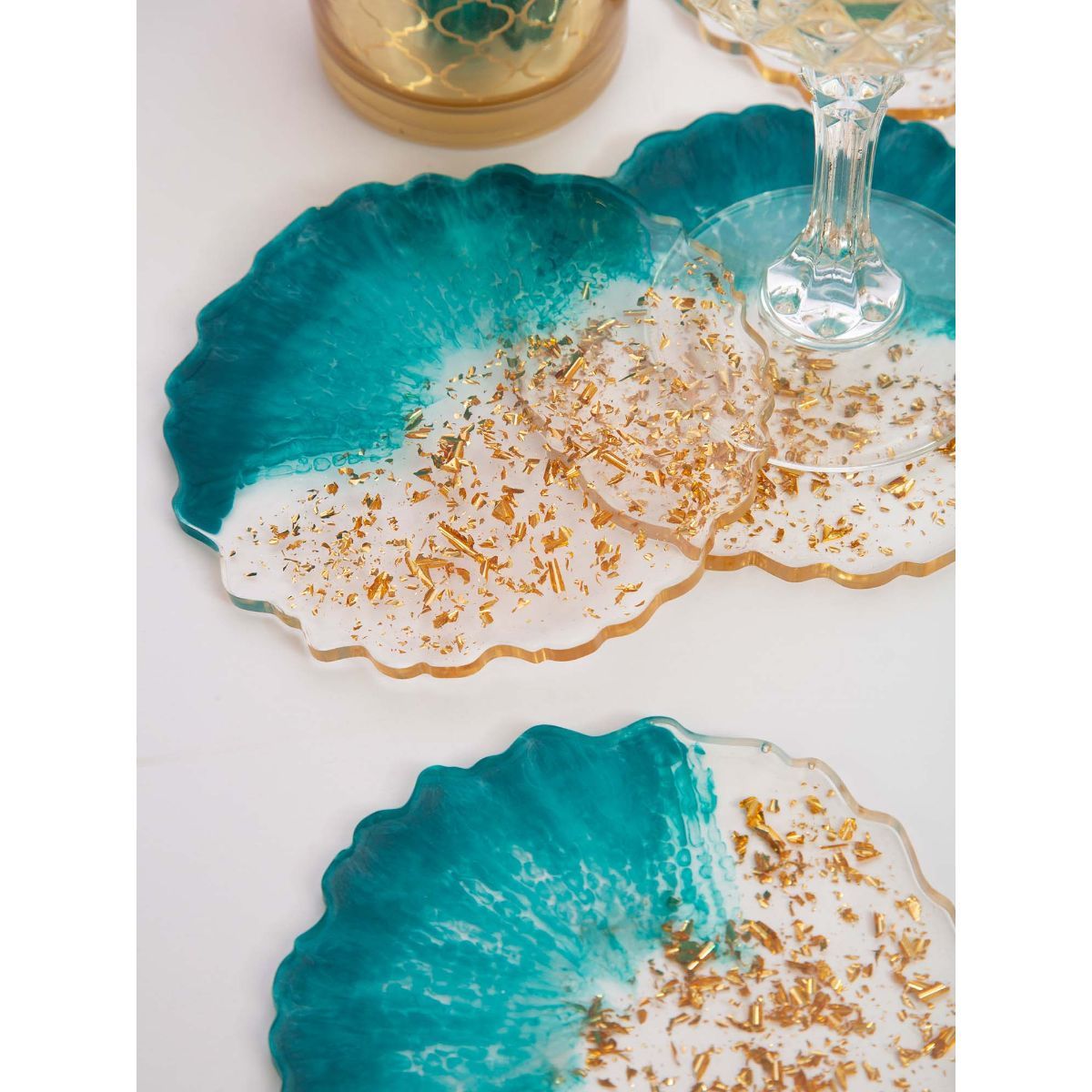 HN Hues Pine Green Coaster Set Of 4 Buy HN Hues Pine Green Coaster Set