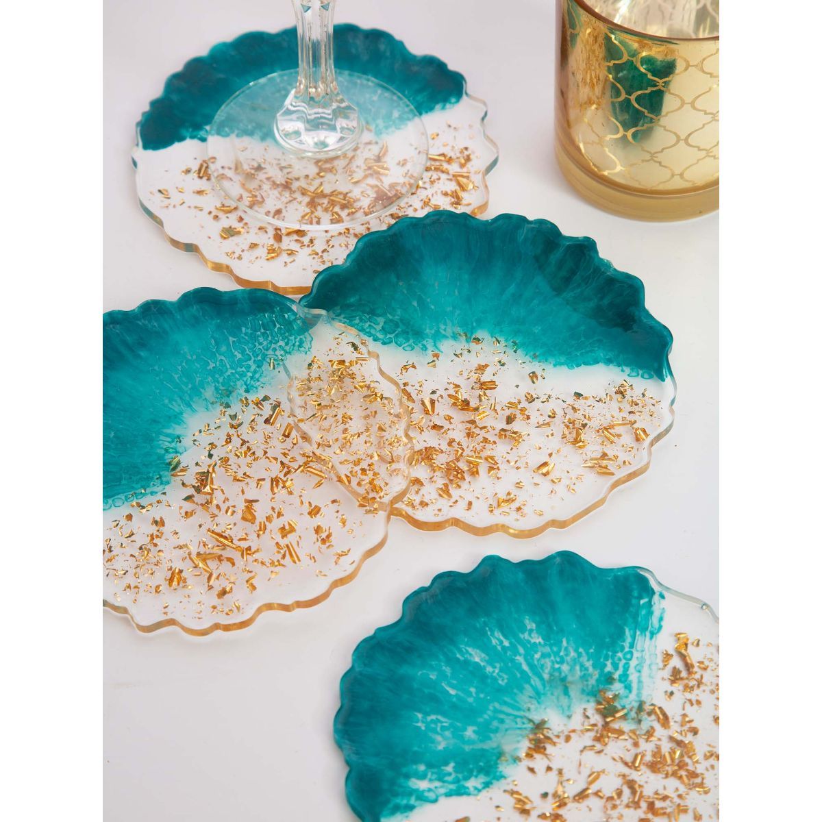 HN Hues Pine Green Coaster Set Of 4 Buy HN Hues Pine Green Coaster Set