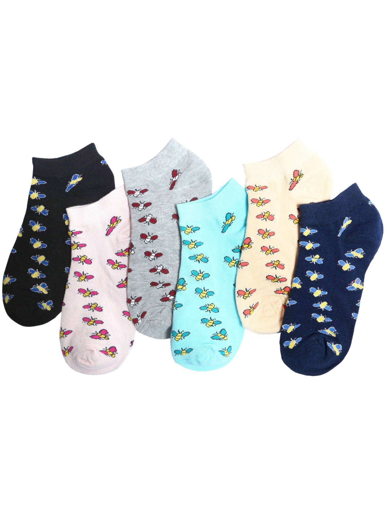 NEXT2SKIN Women's Sneaker Multi-Color Printed Socks (Pack Of 6)