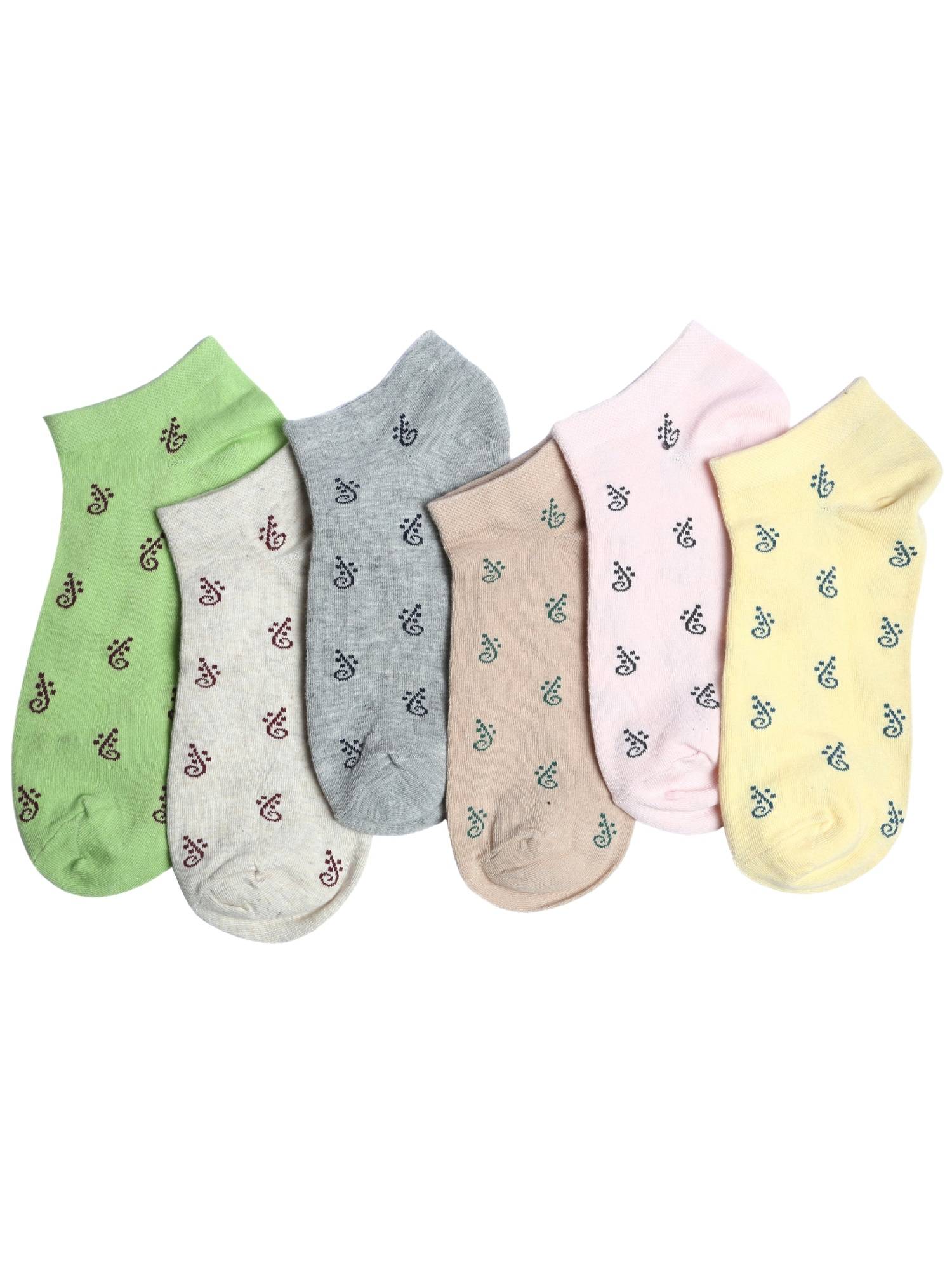 NEXT2SKIN Women's Sneaker Multi-Color Printed Socks (Pack Of 6)