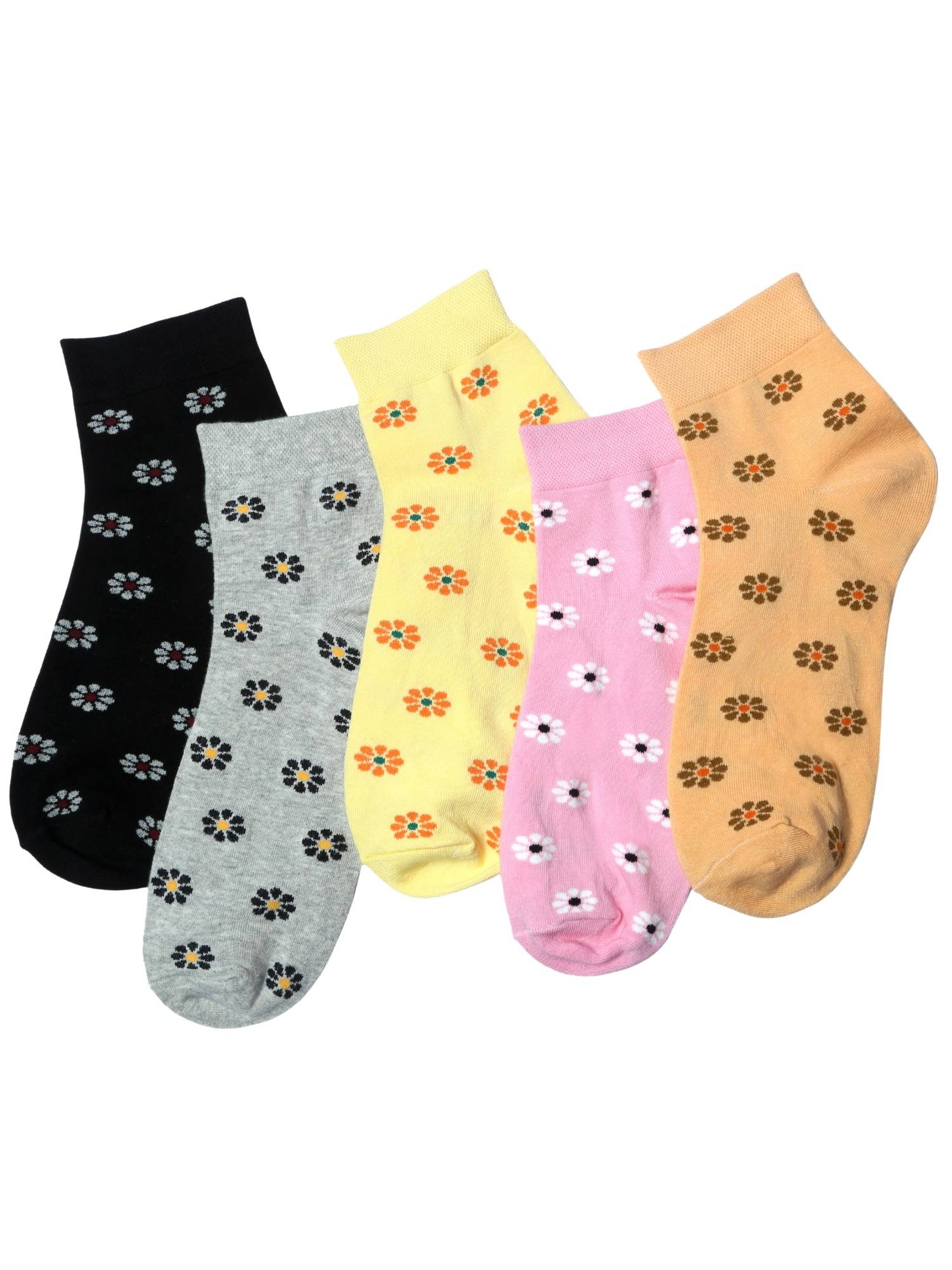 NEXT2SKIN Women's Ankle Multi-Color Floral Socks (Pack Of 5)
