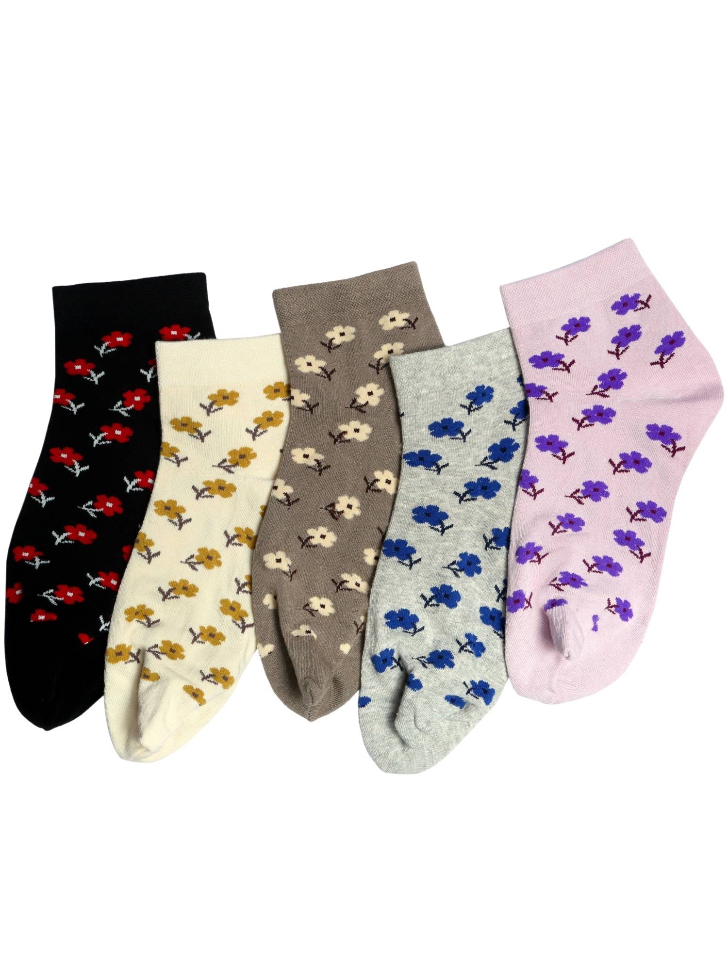 NEXT2SKIN Women's Ankle Multi-Color Floral Socks (Pack Of 5)