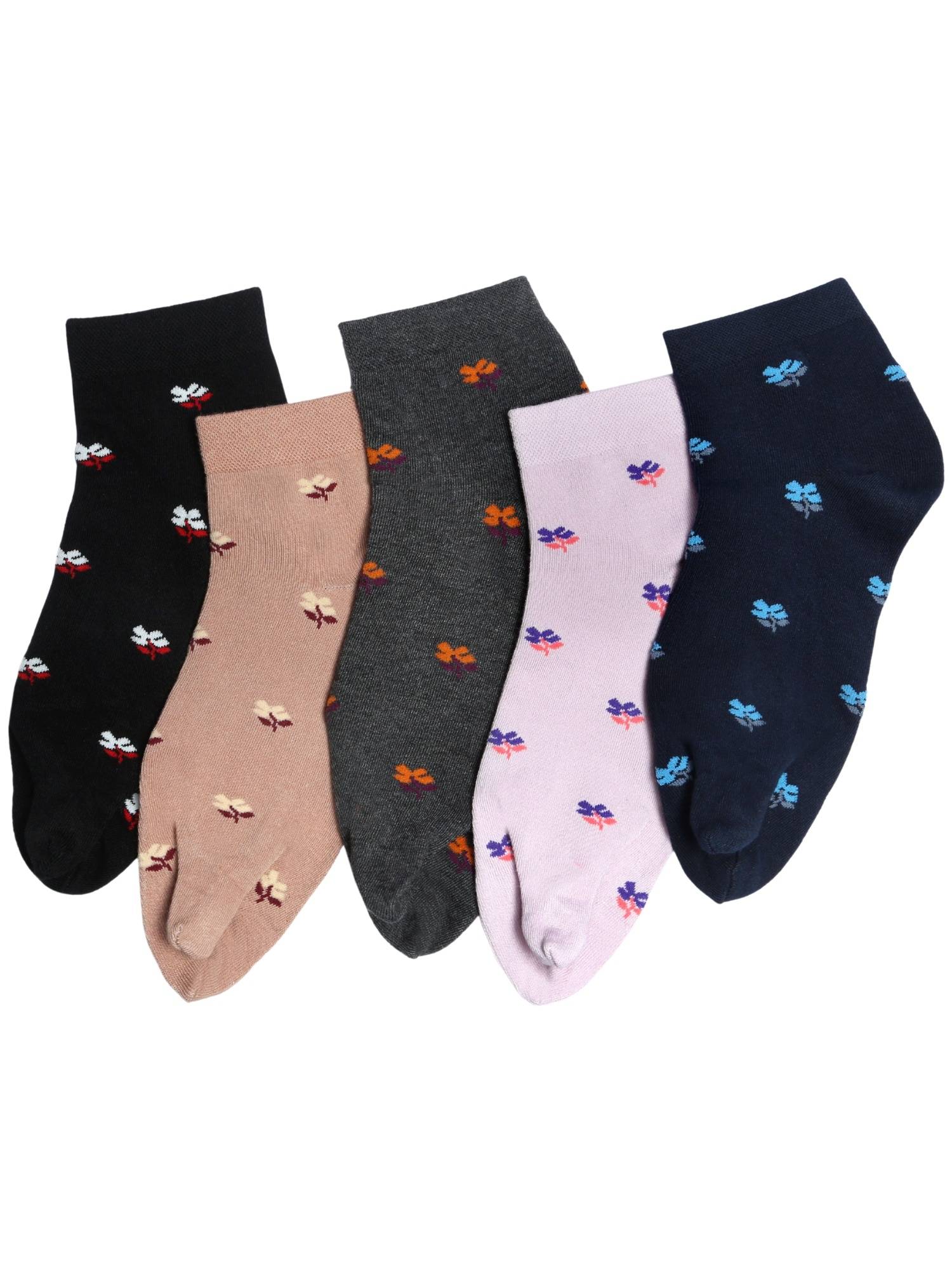 NEXT2SKIN Women's Ankle Multi-Color Floral Socks (Pack Of 5)