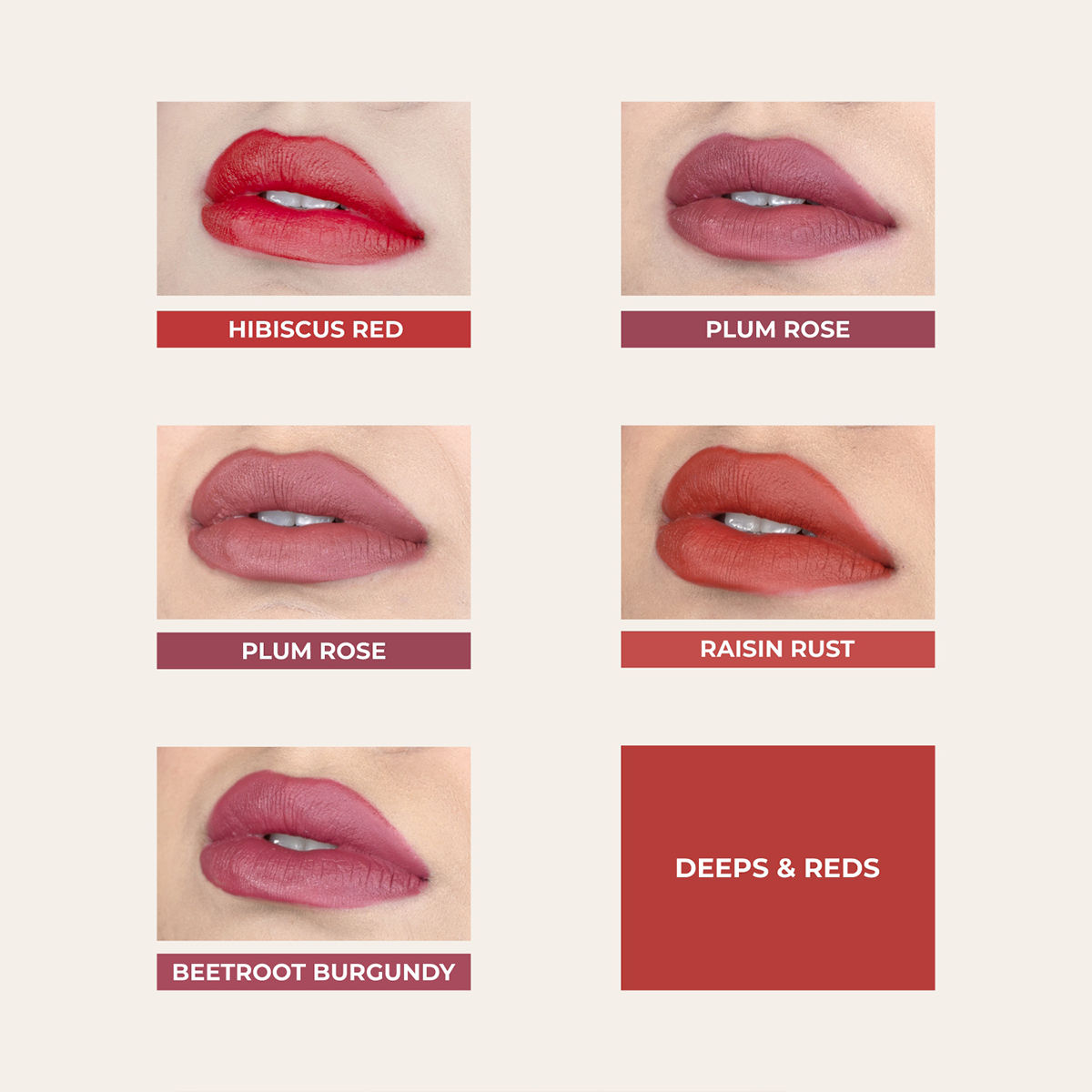 Just Herbs Matte Liquid Lipstick Deeps & Reds - Set Of 5: Buy Just 