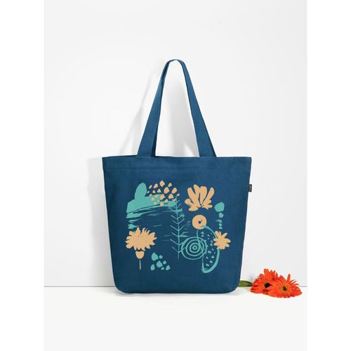 EcoRight Large Zipper Tote Bag Abstract Bloom